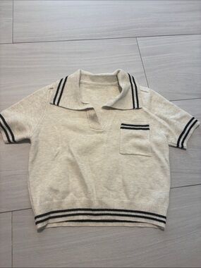 Cider Cream Polo Knit with Black Trim